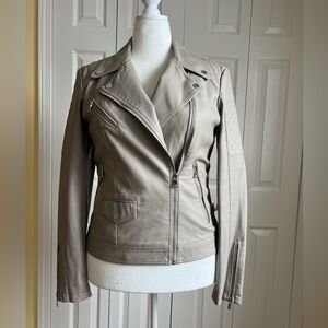 Express Taupe Faux Leather Moto Jacket (L)